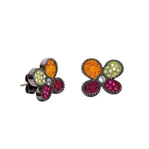 Romero Britto Multicolor Flower Studs w Swarovski Crystals Limited Editi…